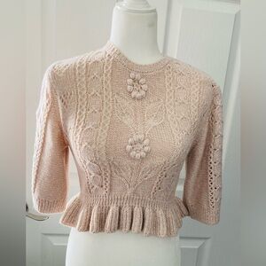 Red Valentino Floral Print Wool Blend 3/4 sleeves Sweater NWT